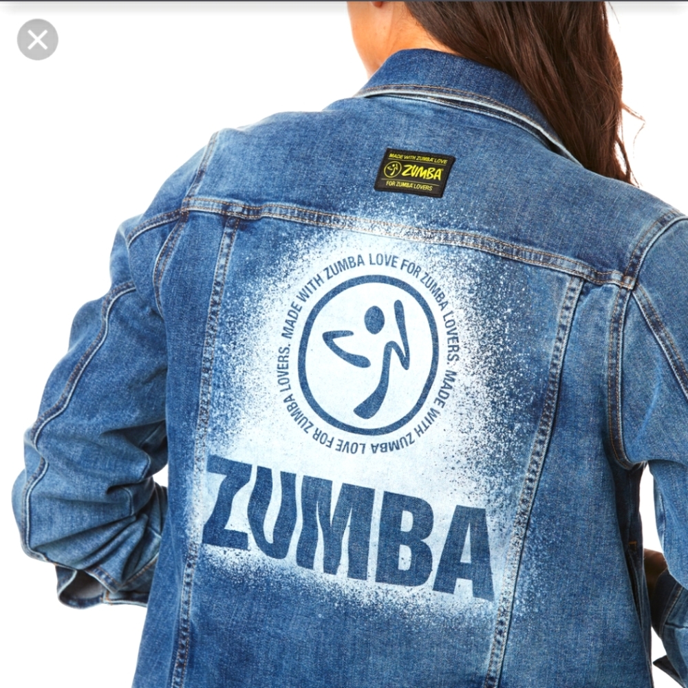 Made with Zumba Love Jean Jacket Stretch Denim size Small Spicy NWOT